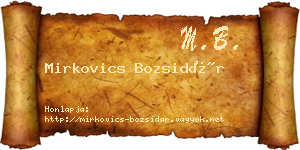 Mirkovics Bozsidár névjegykártya